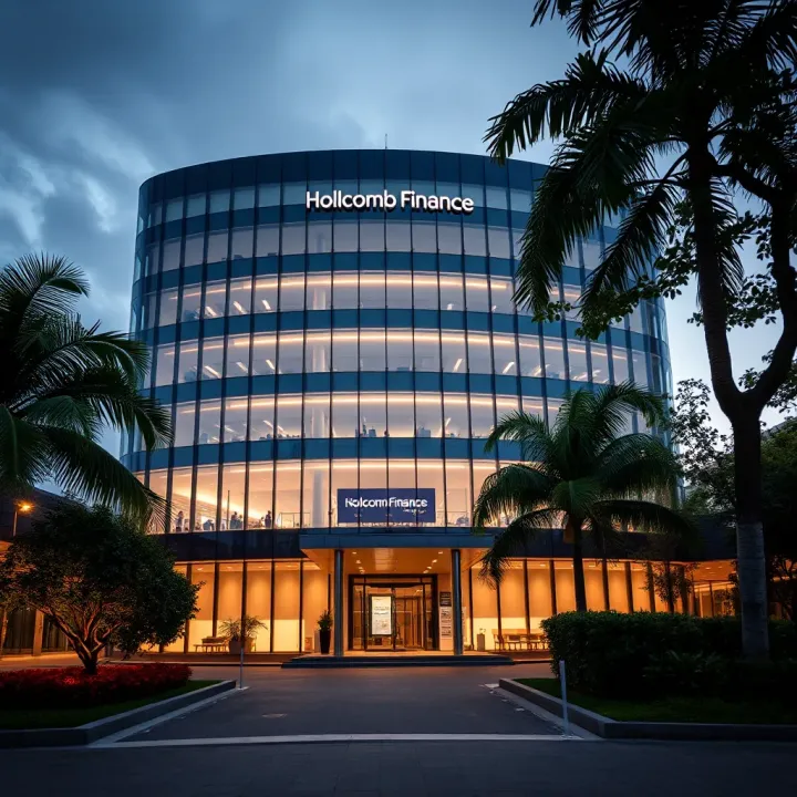 Modern office building representing Holcomb Finance Limited's corporate headquarters in Colombia