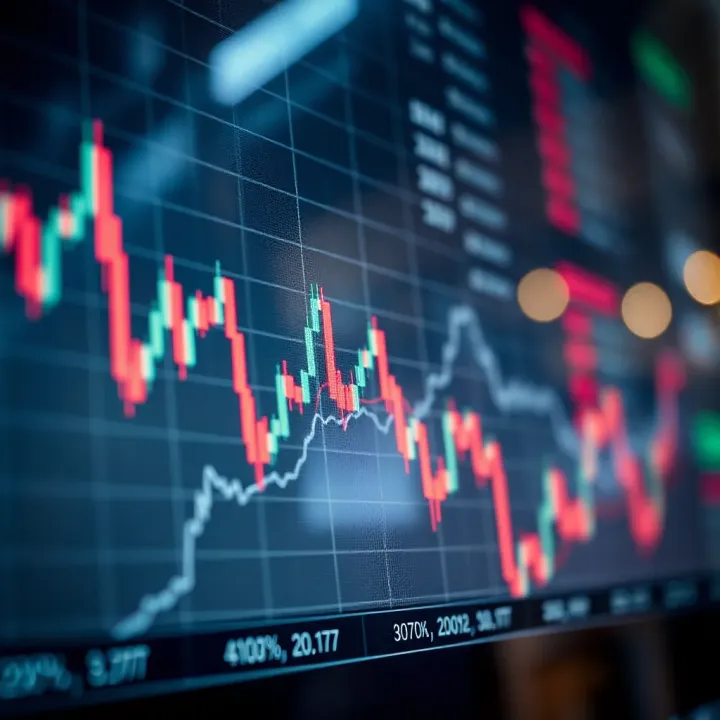 Graph showing stock market index trends with upward and downward movements