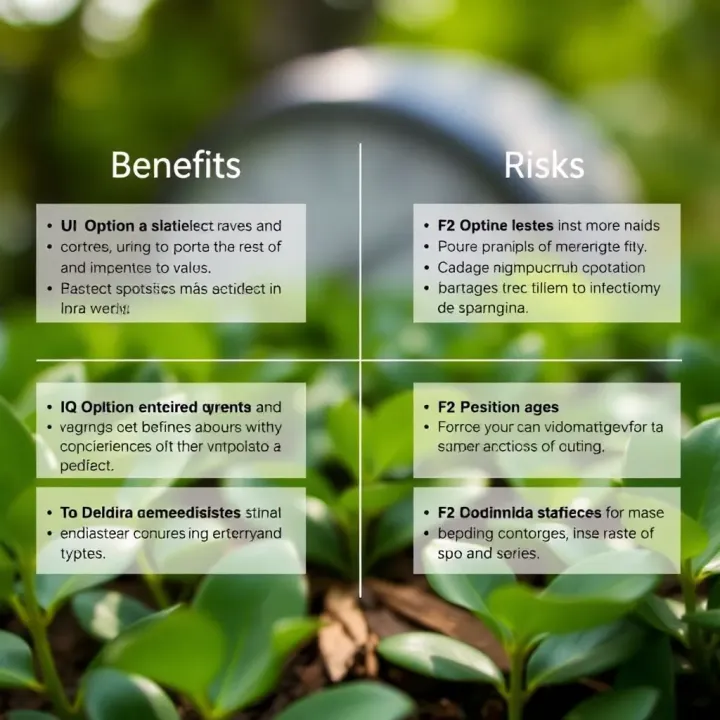 Graphic illustrating the advantages and risks of investing with IQ Option in Colombia