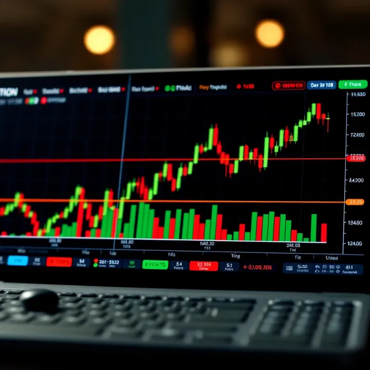 Graph showing binary options trading trend on digital platform