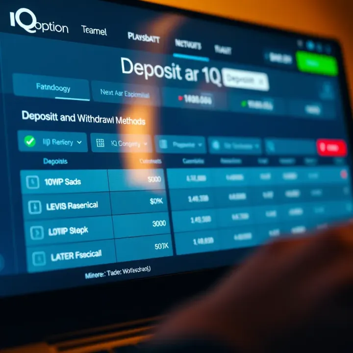 IQ Option Deposit and Withdrawal Methods User-friendly dashboard displaying deposit and withdrawal options with currency symbols