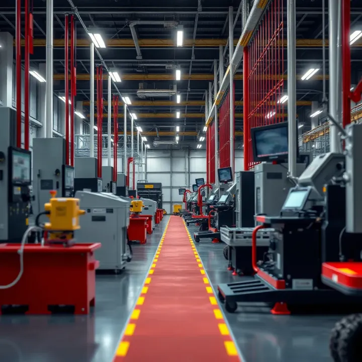 Industrial factory floor showing machinery and equipment used in manufacturing production