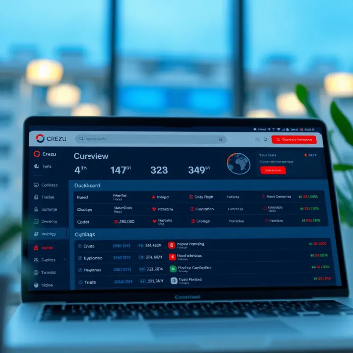 Dashboard interface showcasing Crezu platform features and user options