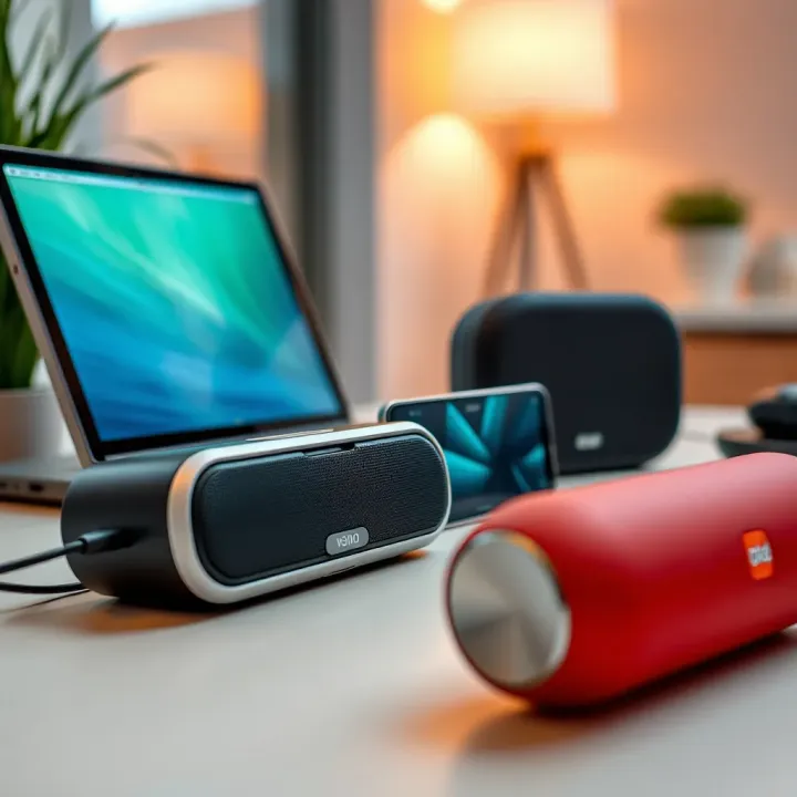 Design and Connectivity Features of Portable Audio Devices Comparison of sleek portable audio devices highlighting design and connectivity features