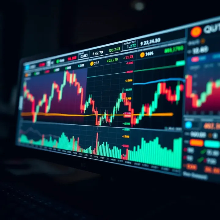 Graphical representation of trading signals and binary options market trends on Quotex