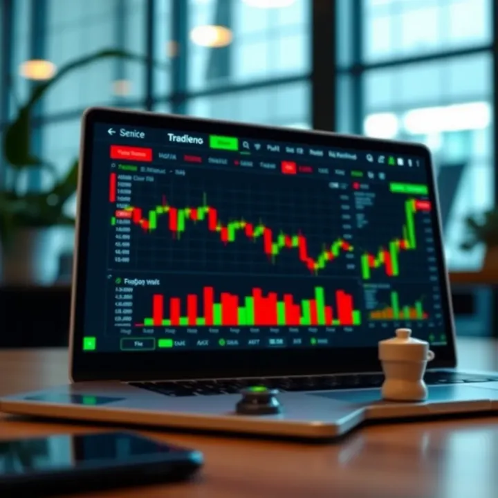 Graphic showing a secure trading platform with financial tools and mobile connectivity
