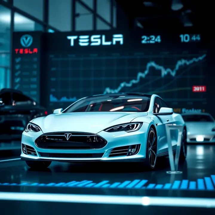 Comparison chart of Tesla shares with automotive and technology competitors