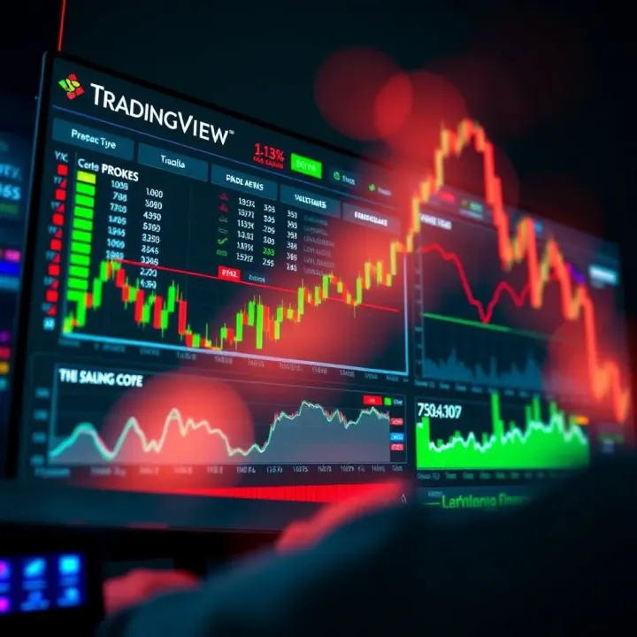 TradingView platform interface showing a dashboard with diverse financial markets including stocks, cryptocurrencies, and commodities