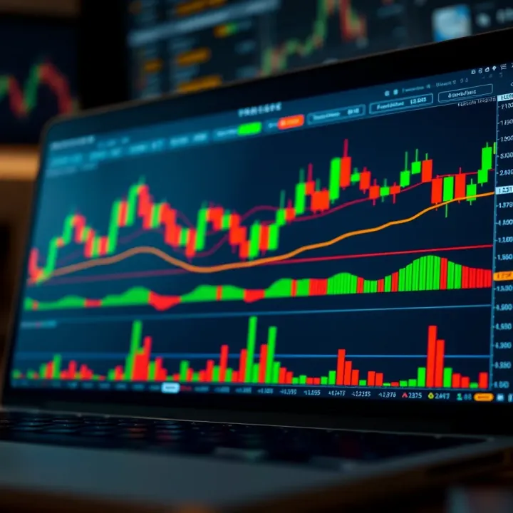 TradingView platform showing real-time candlestick charts with technical indicators
