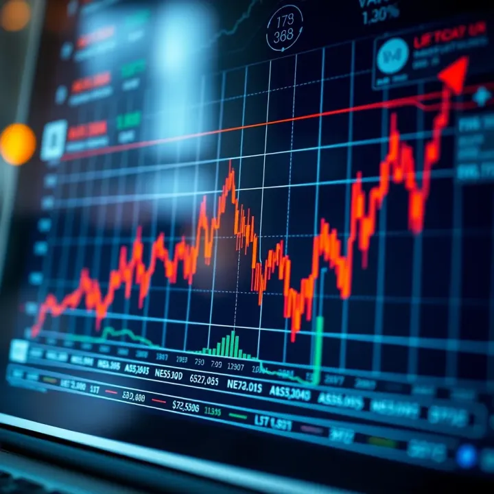 Graph showing market fluctuations and volatility trends